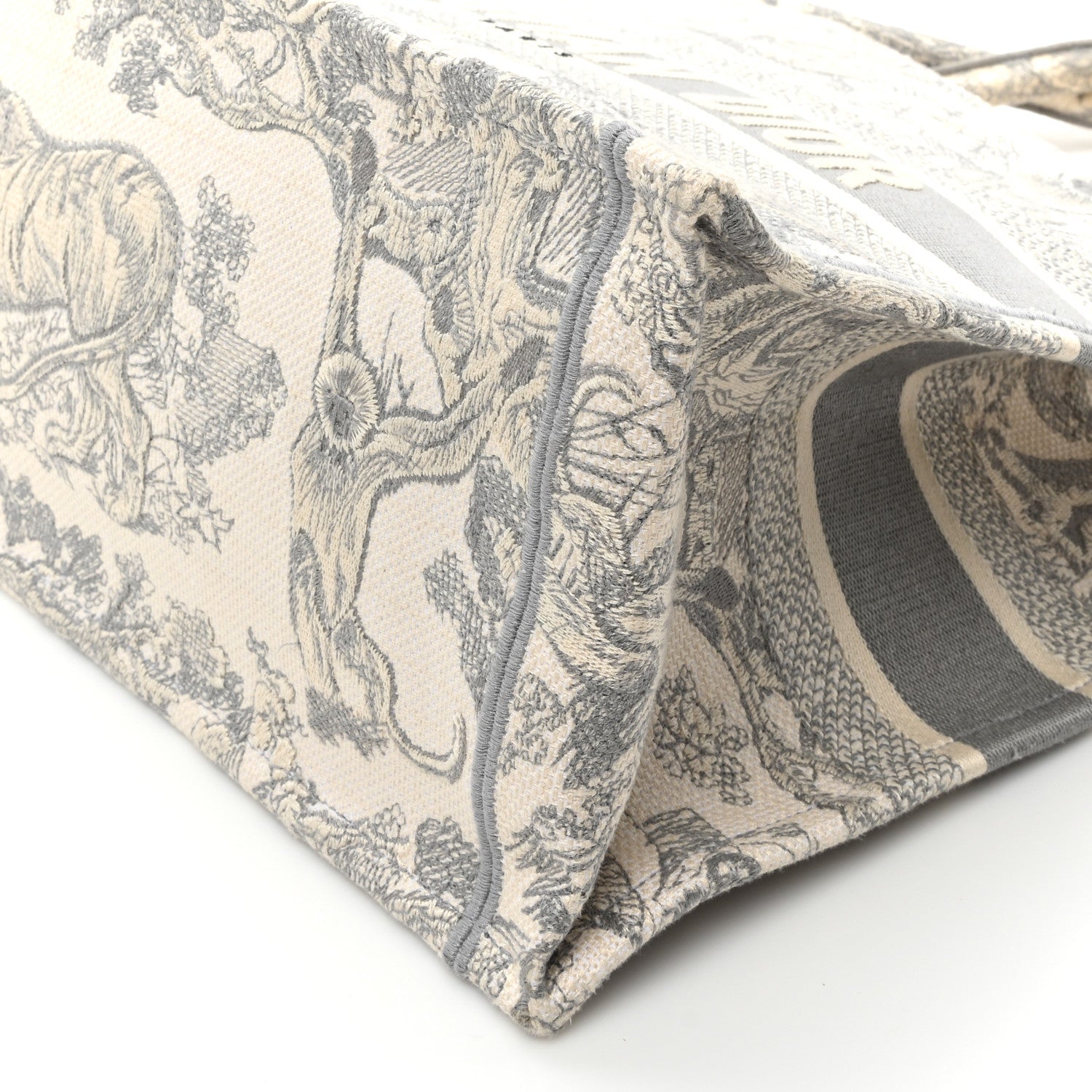 Christian Dior Canvas Embroidered Medium Dioriviera Toile De Jouy Book Tote Gray 8 of 9