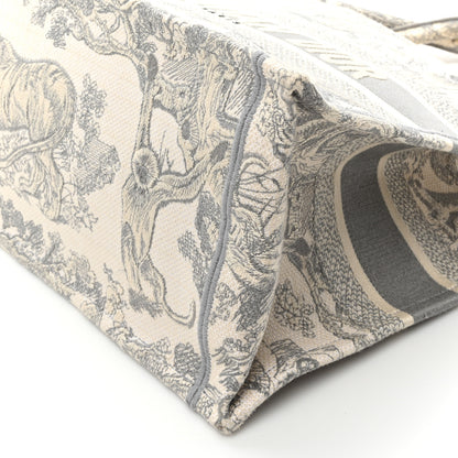 Christian Dior Canvas Embroidered Medium Dioriviera Toile De Jouy Book Tote Gray 8 of 9