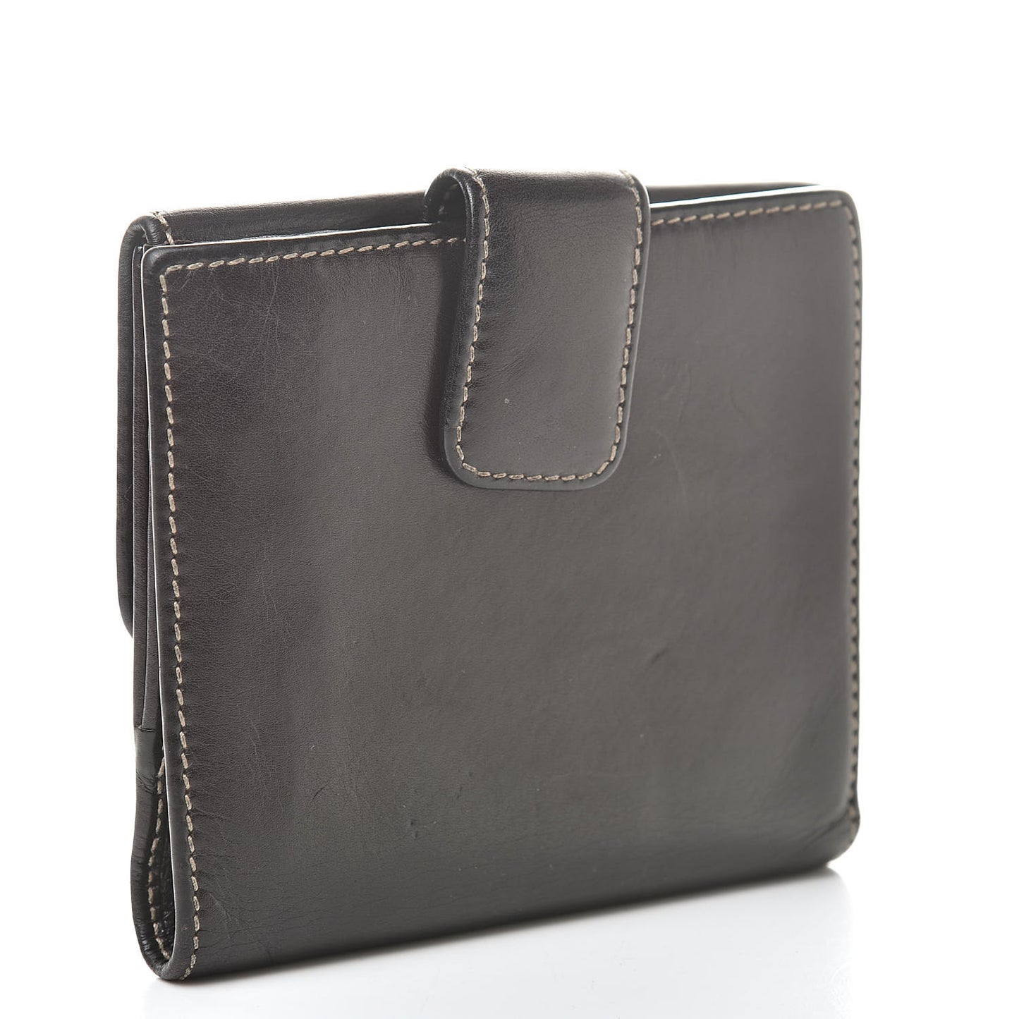 Calfskin Compact Britt Wallet Dark Brown