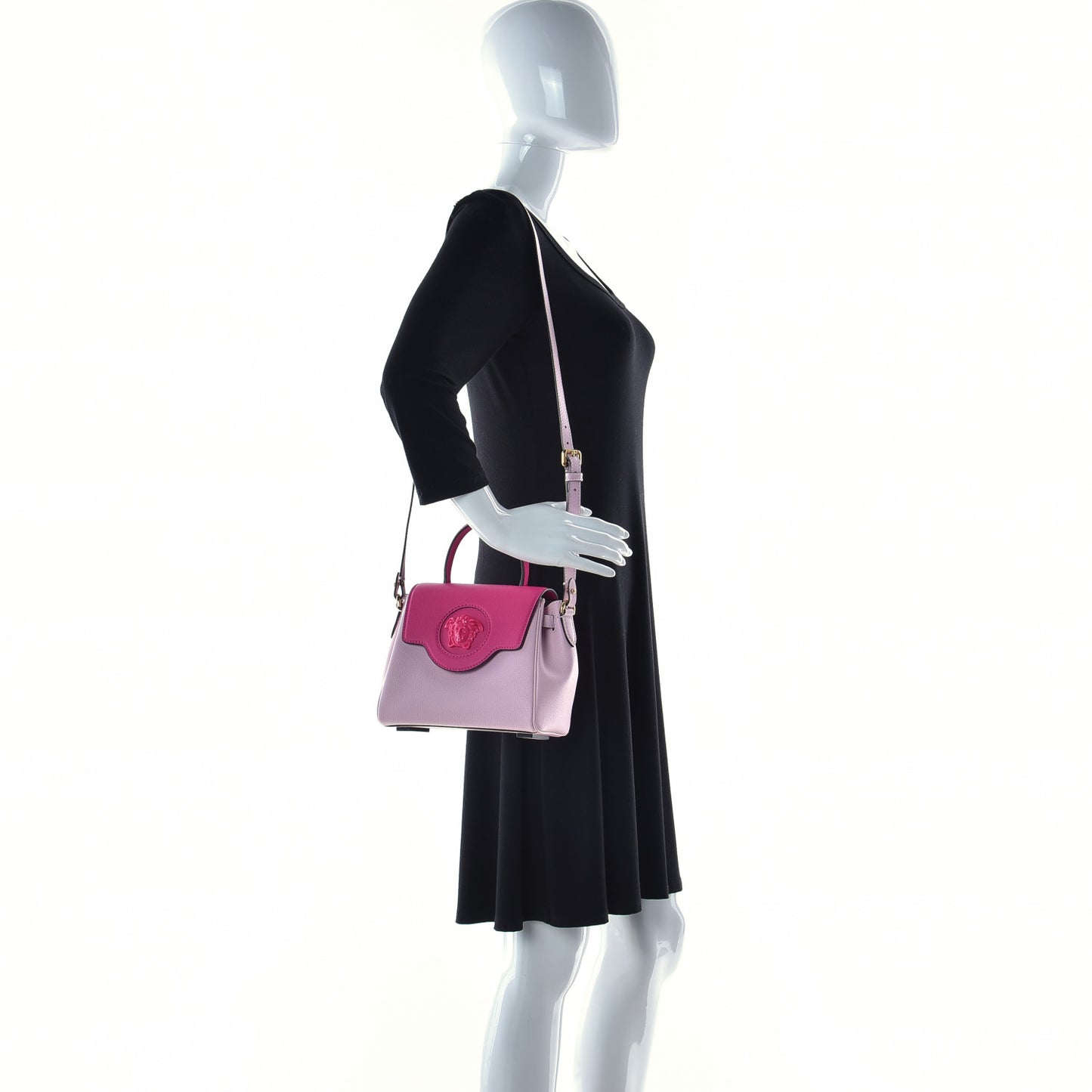 Calfskin Medusa Small Top Handle Handbag Fuxia Light Pink