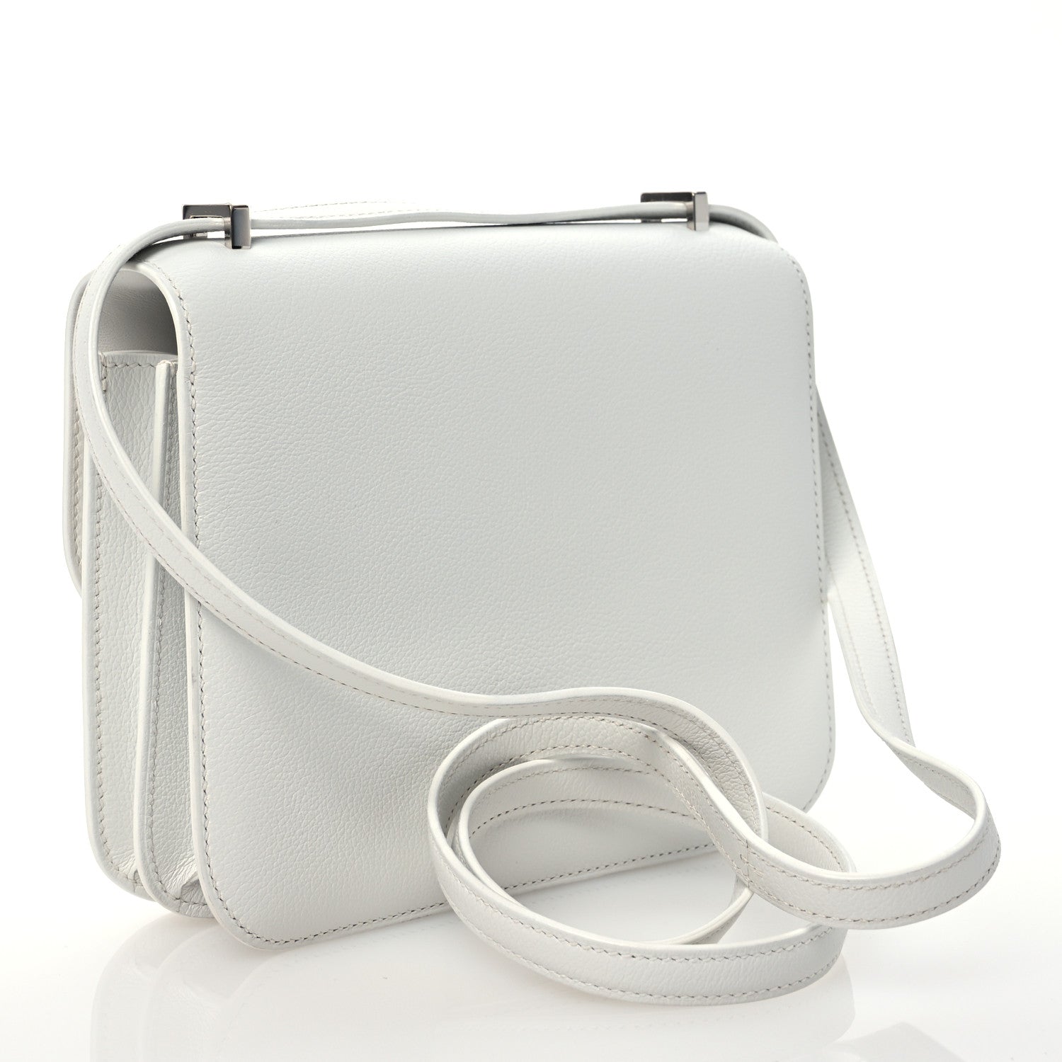 Hermes Evercolor Shiny Alligator Constance 18 New White Gris Ciment 2 of 11