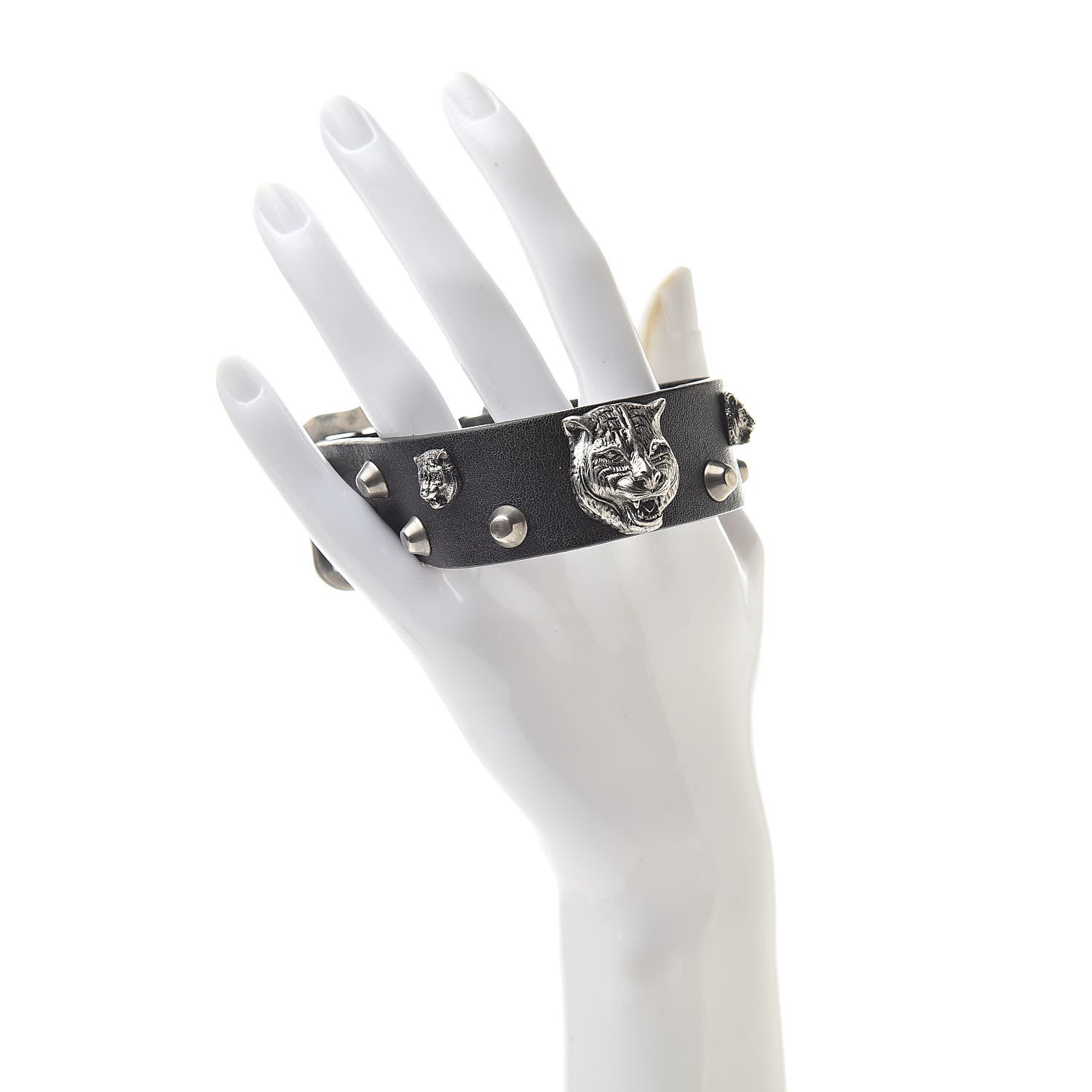 Gucci Calfskin Feline Heads Bracelet Black 2 of 6