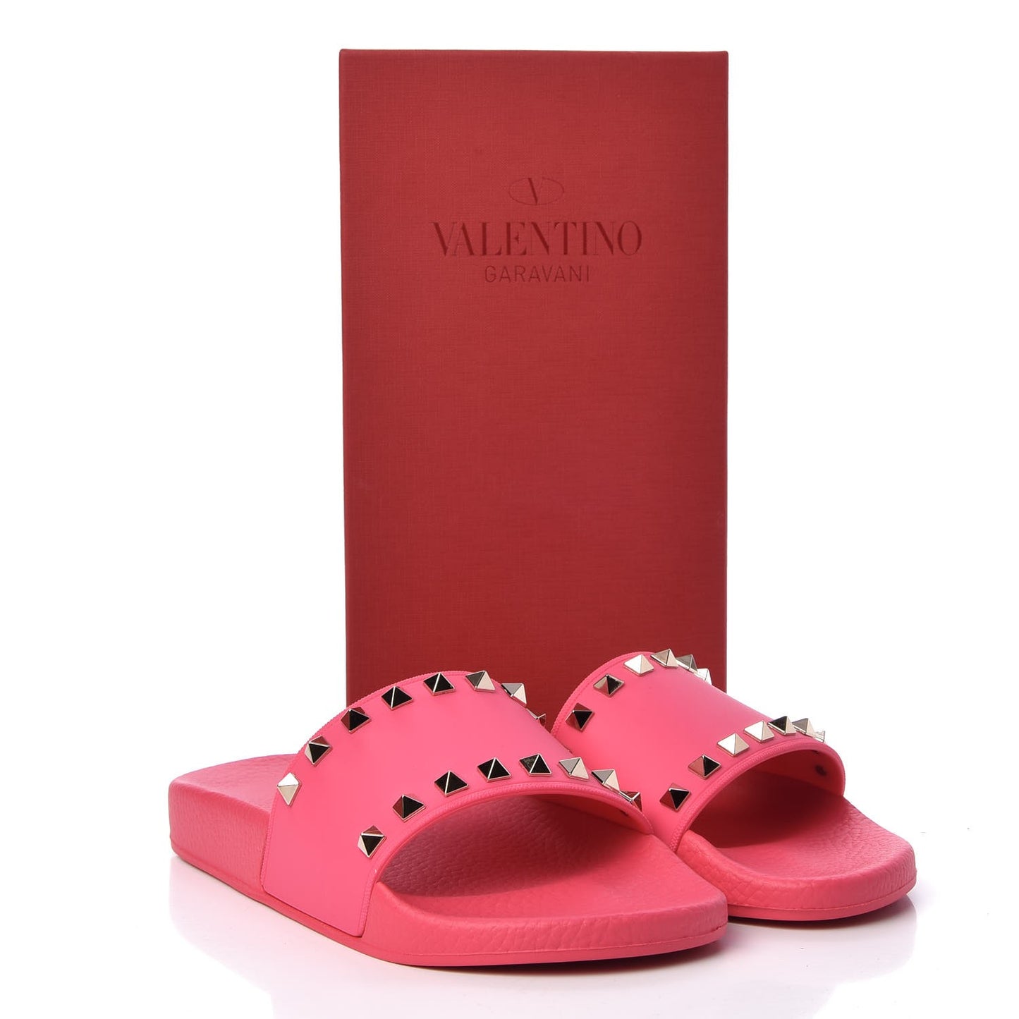 Rubber Rockstud Slide Sandals 37 Shadow Pink