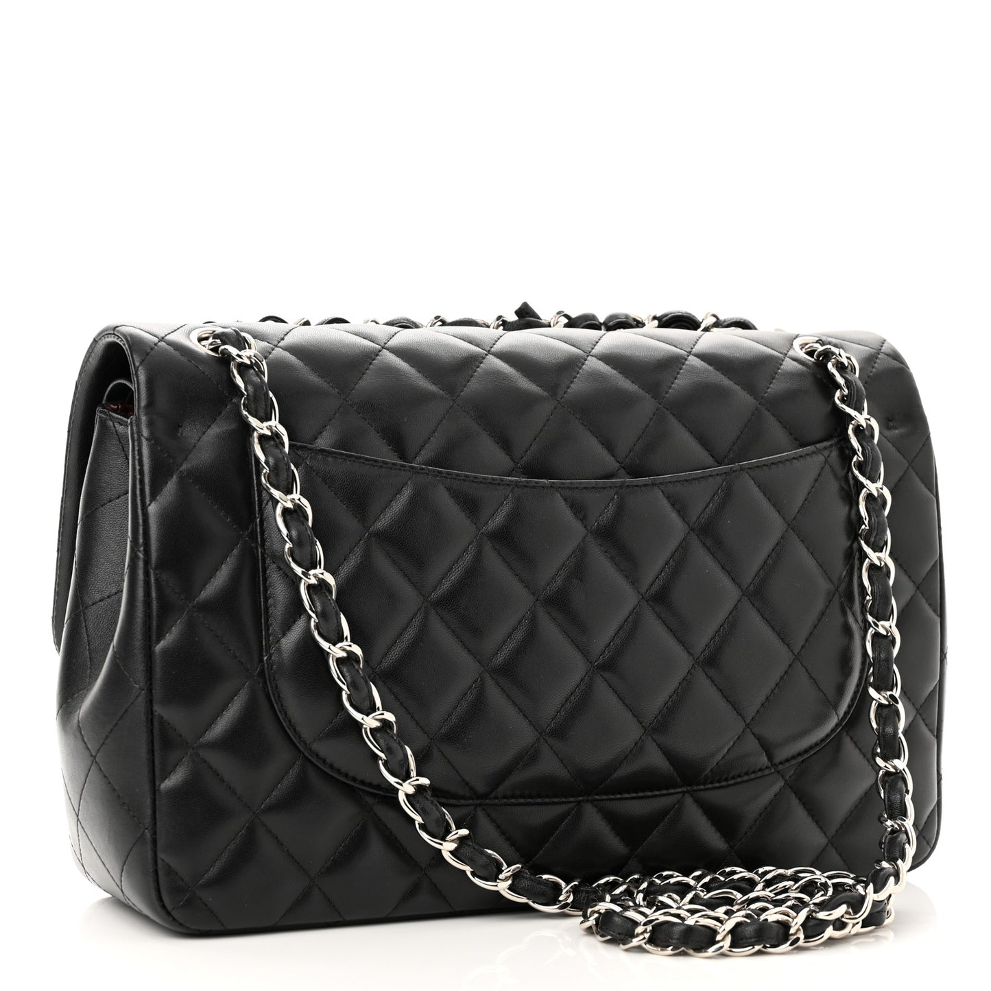 Lambskin Quilted Jumbo Double Flap Black