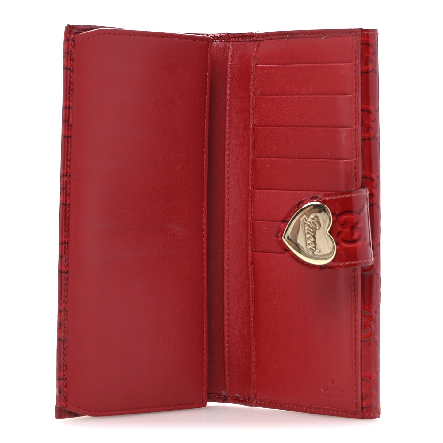 Patent Guccissima Heart Continental Wallet Red