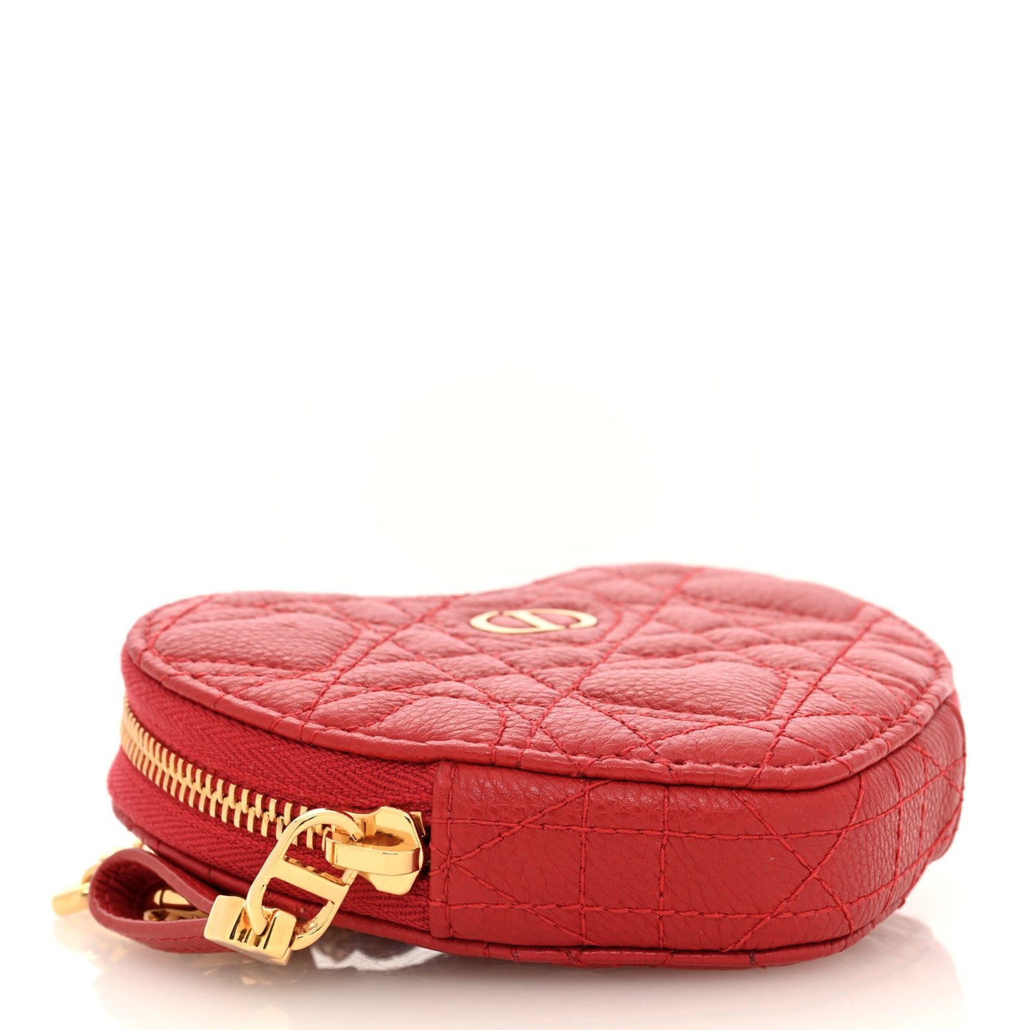 Calfskin Cannage Dioramour Caro Heart Pouch With Chain Bright Red