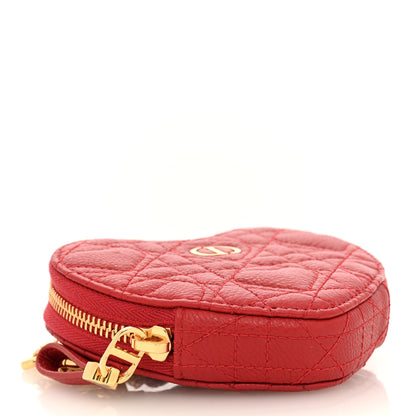 Christian Dior Calfskin Cannage Dioramour Caro Heart Pouch With Chain Bright Red 4 of 8