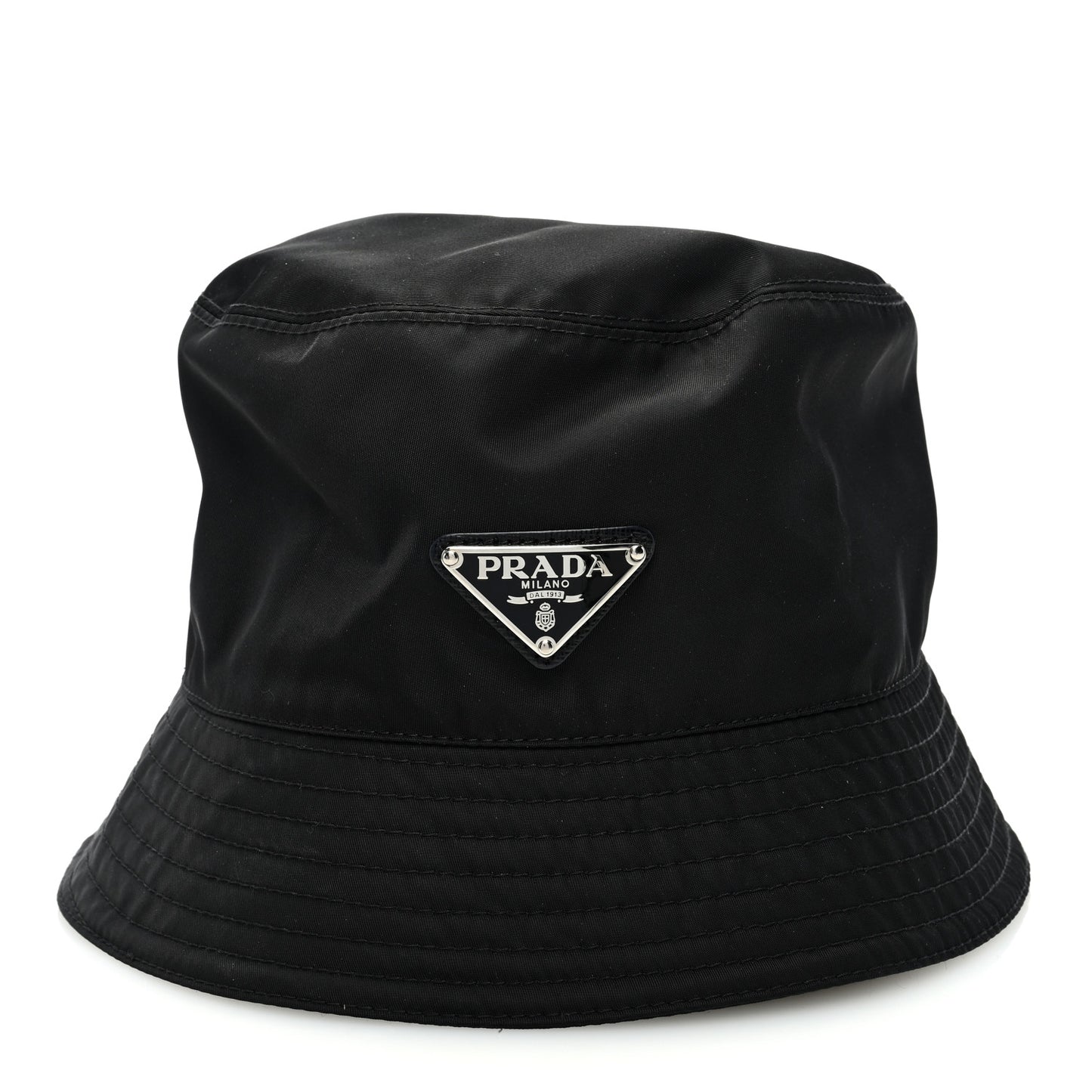 Re-Nylon Metal Triangle Logo Womens Bucket Hat M Black