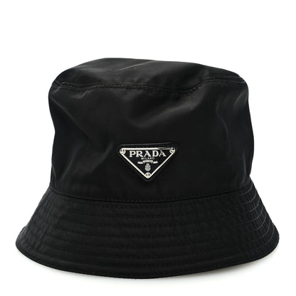 Prada Re-Nylon Metal Triangle Logo Womens Bucket Hat M Black 3 of 9