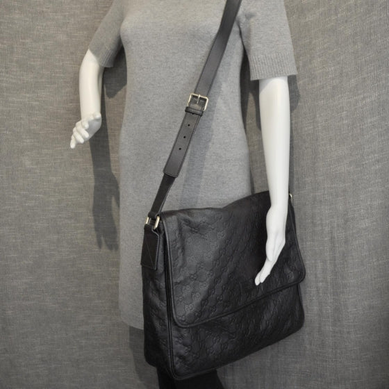 Gucci Guccissima Joy Flap Messenger Bag Black 2 of 9