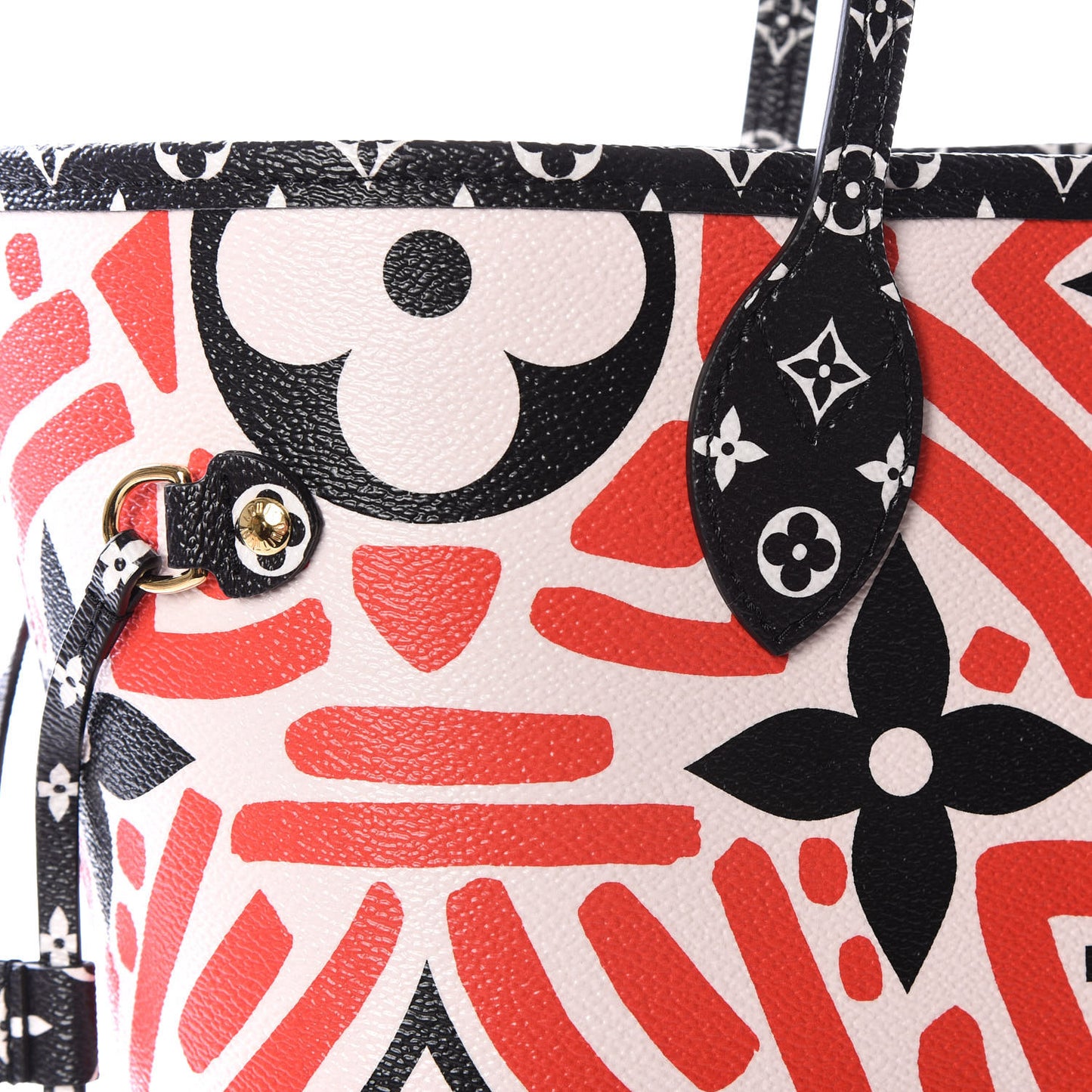 Monogram Giant Crafty Neverfull MM Creme Rouge Black