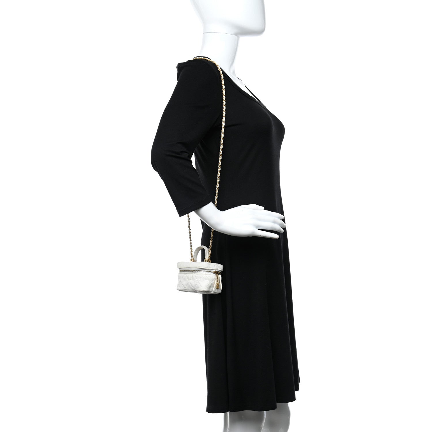 Chanel Caviar Quilted Mini Top Handle Vanity With Chain White 2 of 11