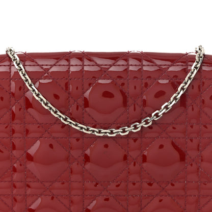 Christian Dior Patent Cannage Lady Dior Chain Wallet Rouge Ceris 9 of 12