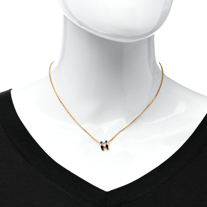 Hermes Lacquered Gold Mini Pop H Pendant Necklace Black 2 of 6