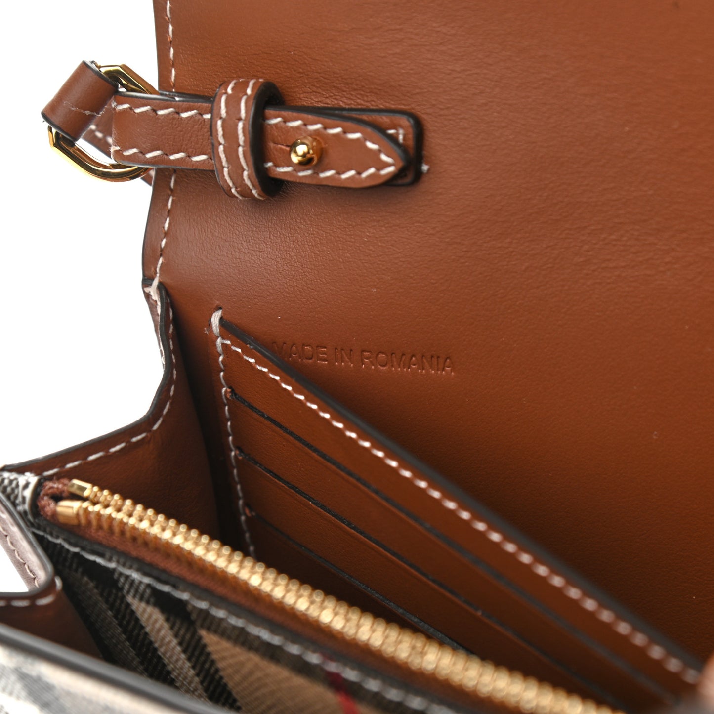 Calfskin Vintage Check Wallet With Detachable Strap Archive Beige Tan