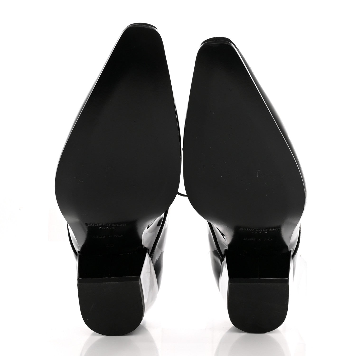 Saint Laurent Patent Calfskin Theo Lace-Up Ankle Boots 40 Black 5 of 12