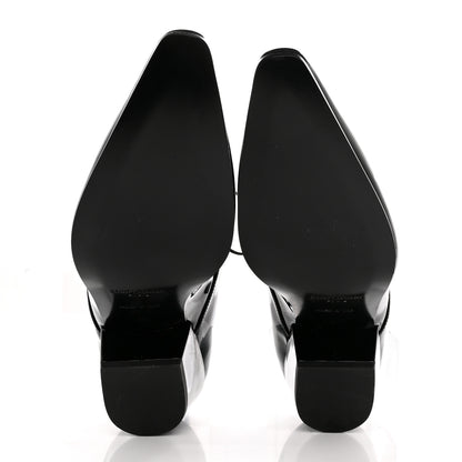 Saint Laurent Patent Calfskin Theo Lace-Up Ankle Boots 40 Black 5 of 12