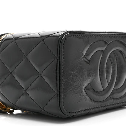 Chanel Shiny Lambskin Quilted Small Vanity Case With Chain Black 10 of 11