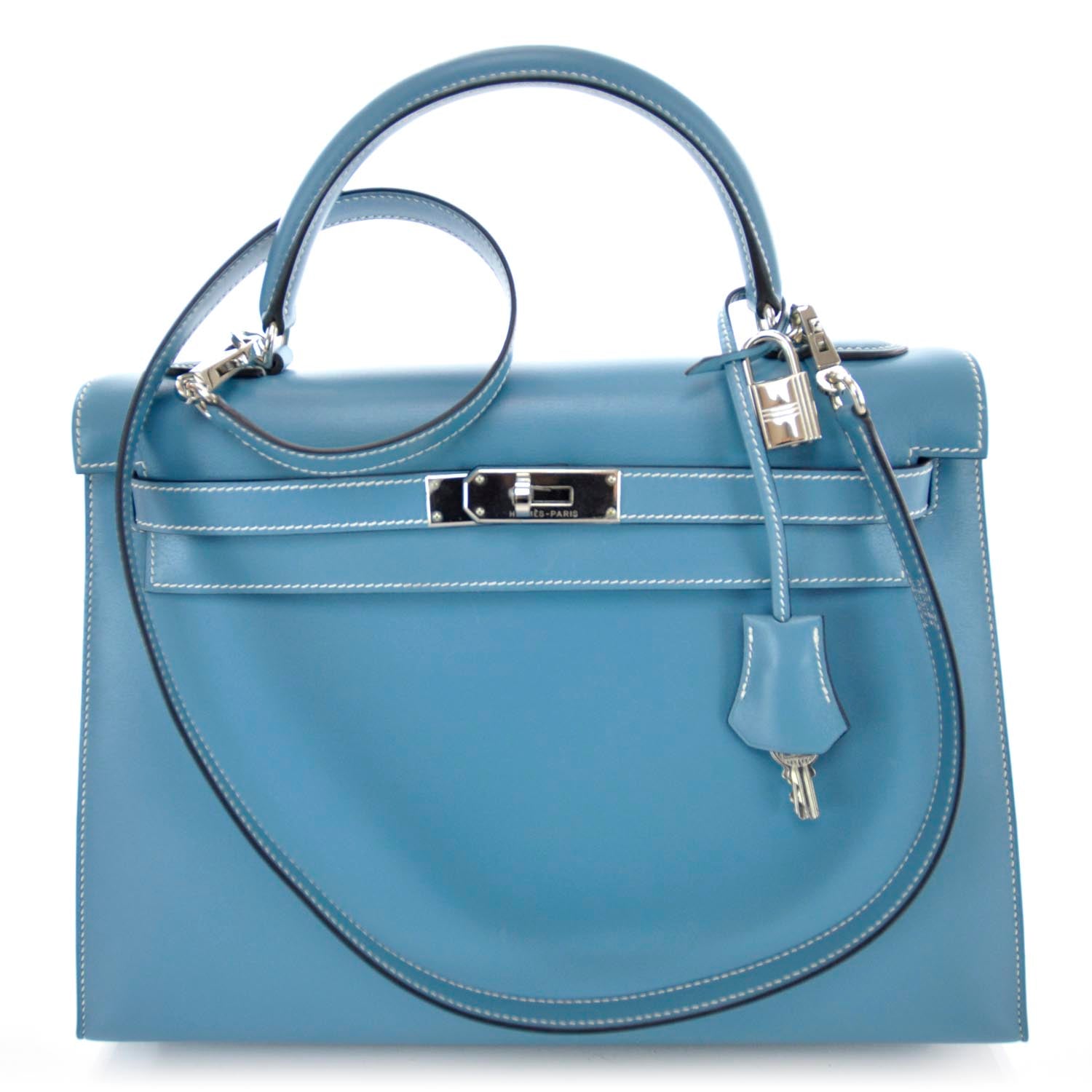 Hermes Box Kelly 32 Blue Jean 1 of 9