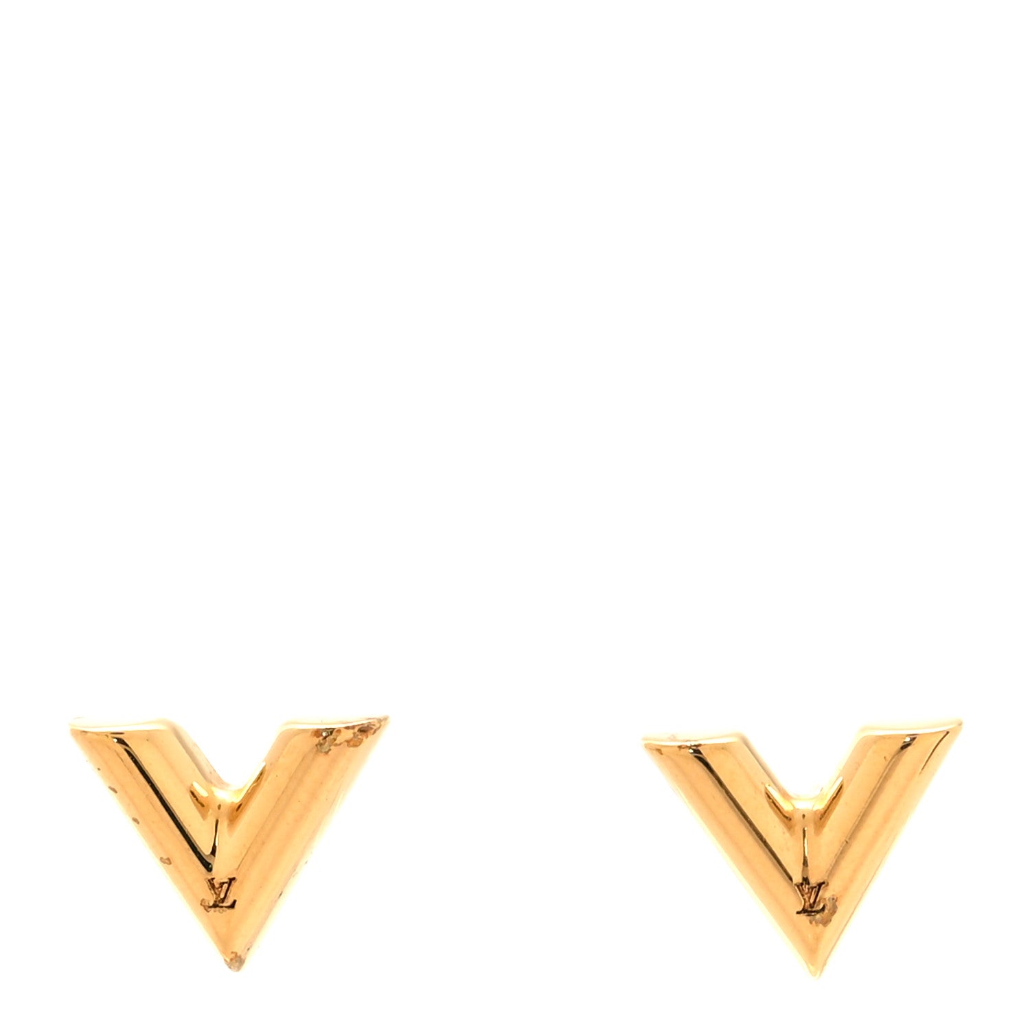 Louis Vuitton Brass Essential V Stud Earrings Gold 1 of 4