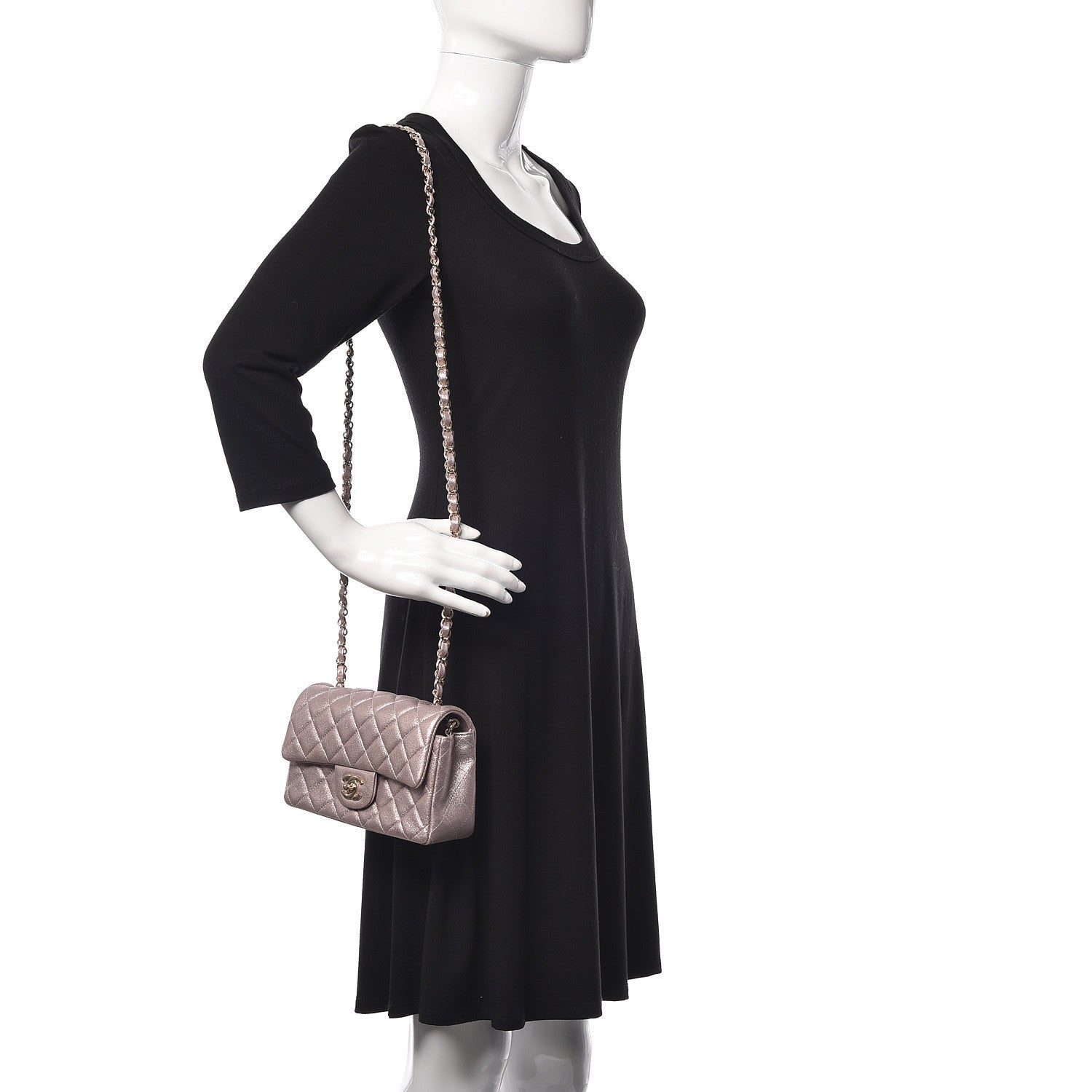 Chanel Metallic Goatskin Quilted Mini Rectangular Flap Pink 2 of 10