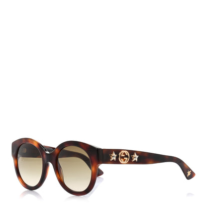 Gucci Acetate Round Frame GG Star Sunglasses GG0207S Tortoiseshell 1 of 7