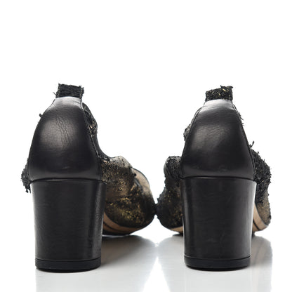 Chanel Metallic Lambskin Cap Toe CC Elastic Stretch Pumps 38 Black 7 of 11