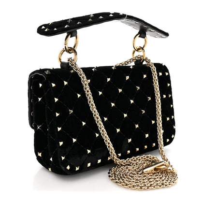 Valentino Garavani Velvet Small Rockstud Spike Shoulder Bag Black 2 of 11