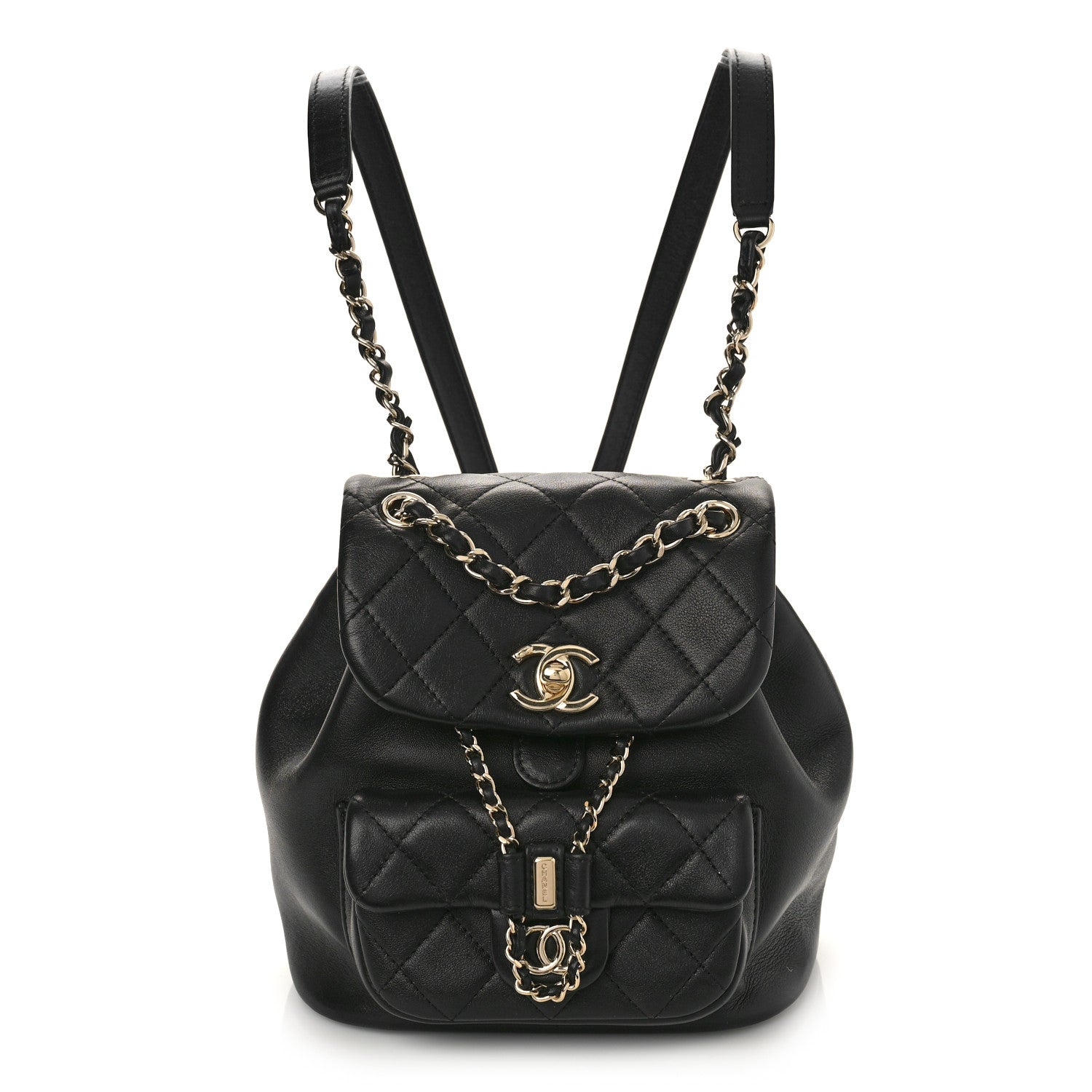 Chanel Lambskin Quilted Small Duma Drawstring Backpack Black 1 of 9