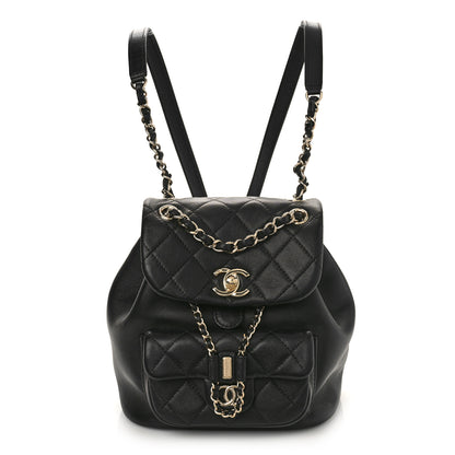 Chanel Lambskin Quilted Small Duma Drawstring Backpack Black 1 of 9