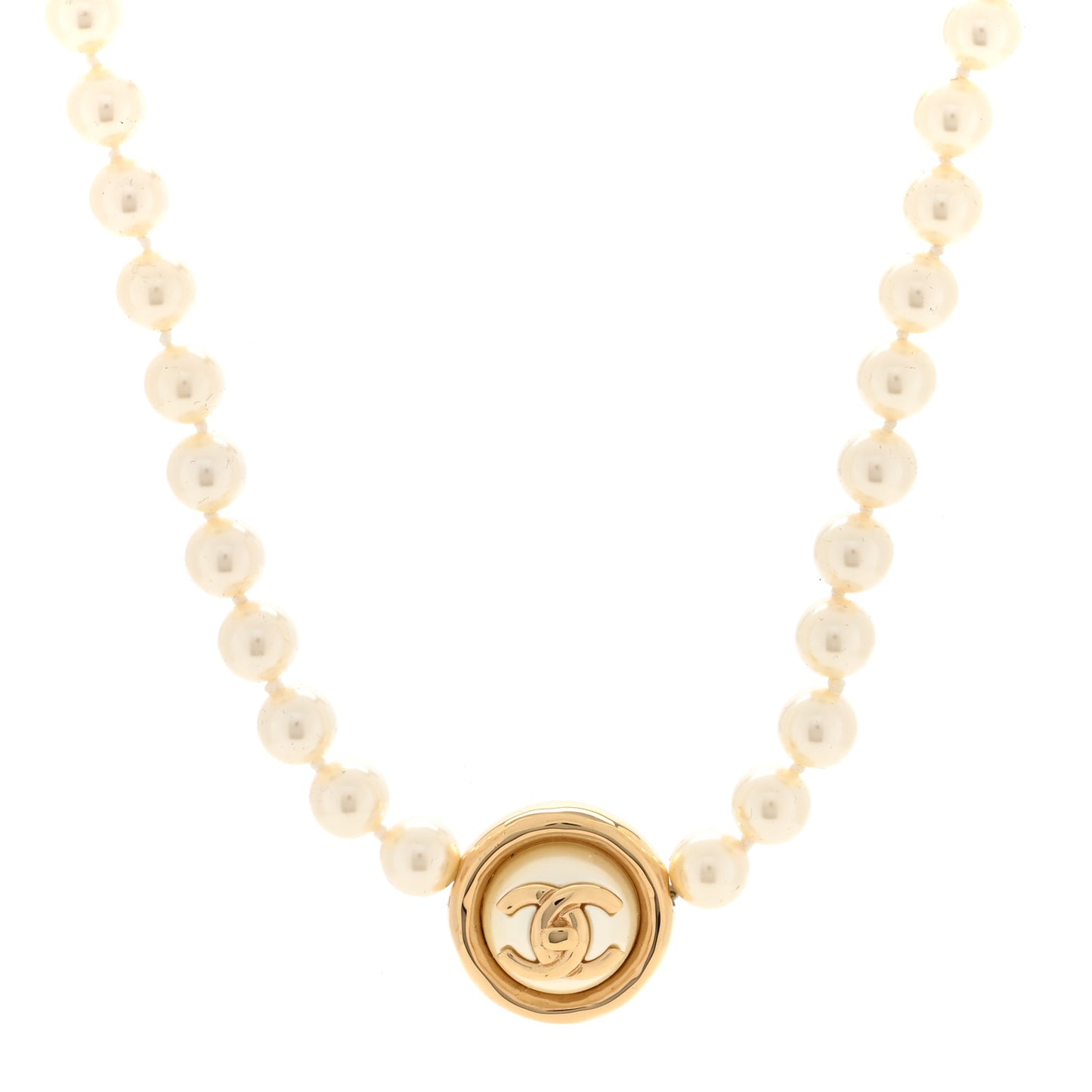 Crystal Pearl CC Choker Necklace Gold