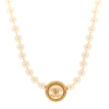 Chanel Crystal Pearl CC Choker Necklace Gold 1 of 5
