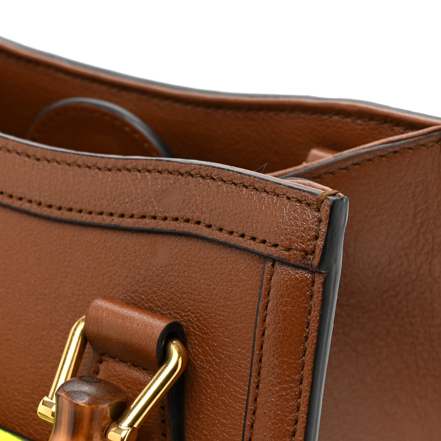 Wonka Grain Calfskin Mini Diana Tote Bag Cuir Yellow Fluo