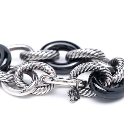 David Yurman Sterling Silver Black Ceramic 17mm Extra Large Oval Link Bracelet 5 of 5