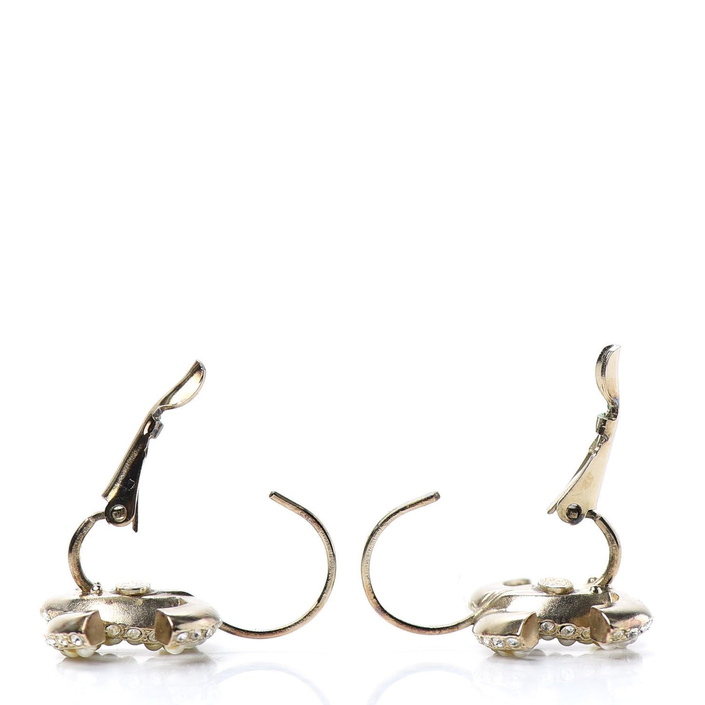 Crystal Pearl CC Dangle Earrings Gold