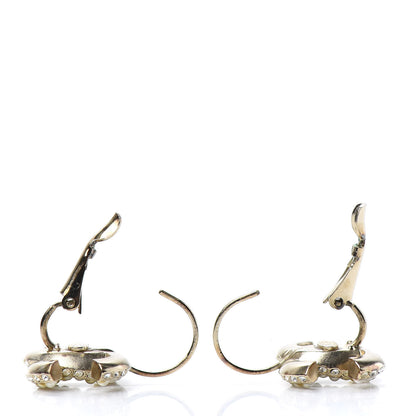 Chanel Crystal Pearl CC Dangle Earrings Gold 3 of 4