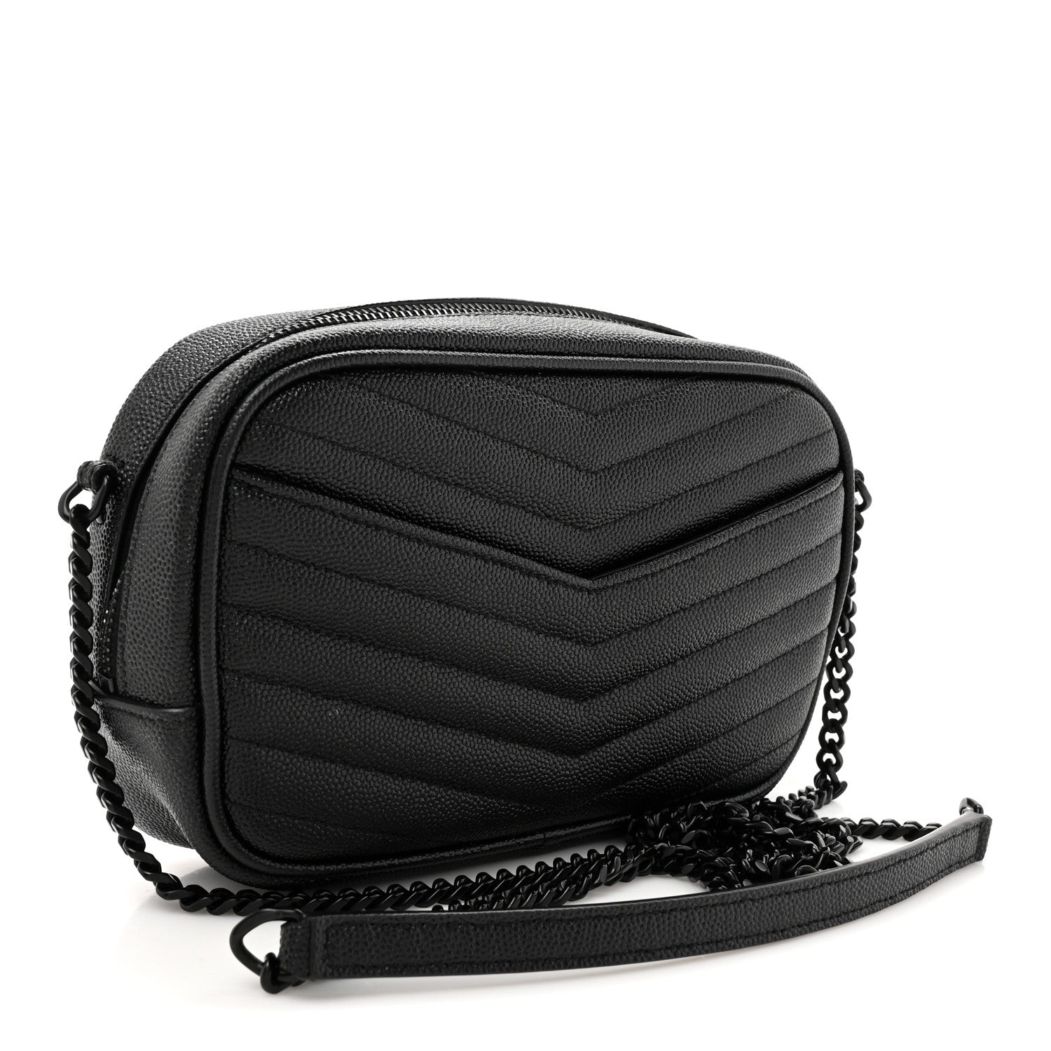 Saint Laurent Grain De Poudre Matelasse Monochrome Monogram Mini Lou Camera Bag Black 2 of 9