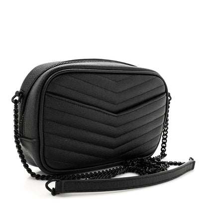 Saint Laurent Grain De Poudre Matelasse Monochrome Monogram Mini Lou Camera Bag Black 2 of 9