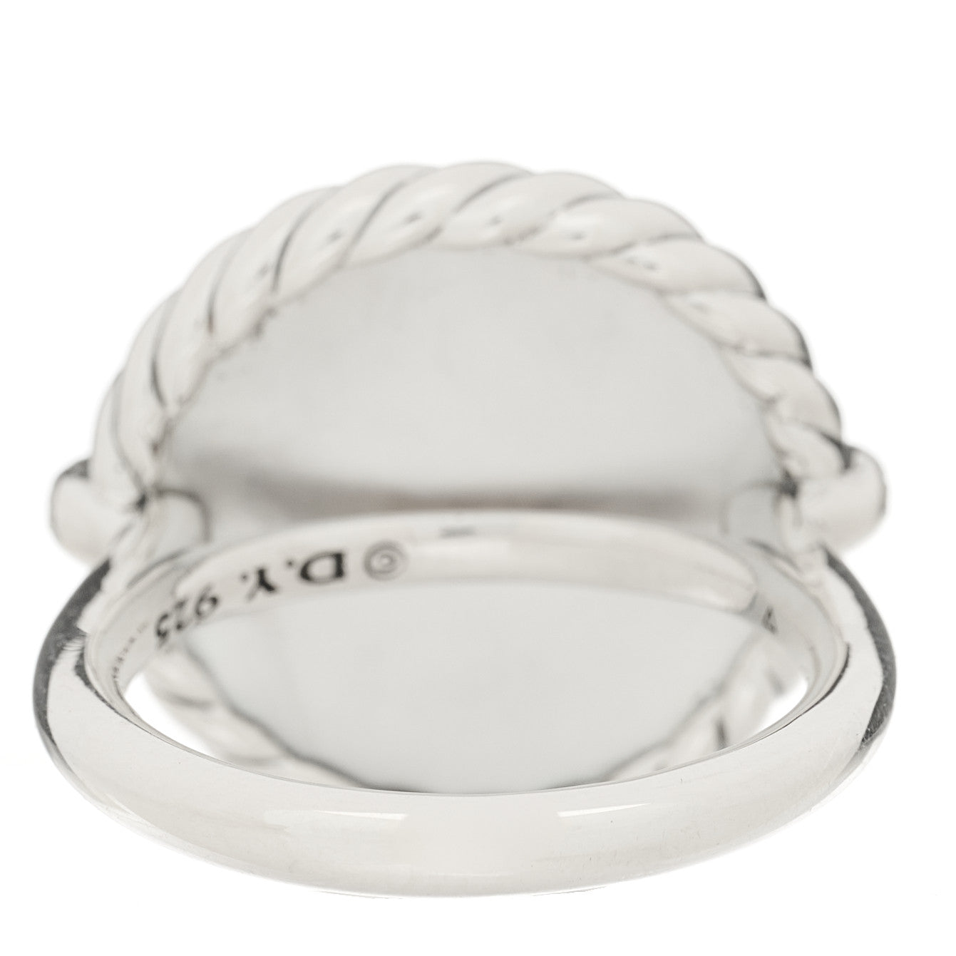 David Yurman Sterling Silver Mother Of Pearl Diamond Elements Ring 54 6.75 4 of 5