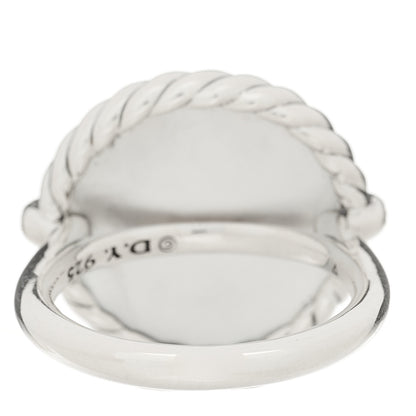 David Yurman Sterling Silver Mother Of Pearl Diamond Elements Ring 54 6.75 4 of 5