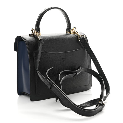 MCM Visetos Small Patricia Block Satchel Cognac Navy Black 2 of 11