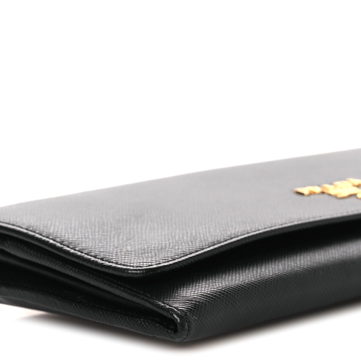 Saffiano Metal Oro Chain Wallet Black