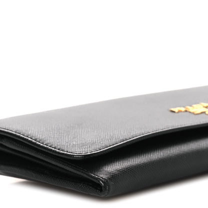 Prada Saffiano Metal Oro Chain Wallet Black 10 of 15