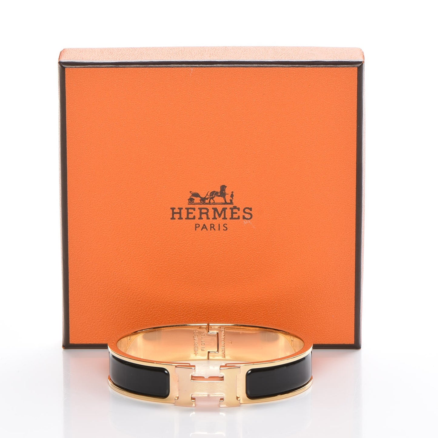 Enamel Narrow Clic Clac H Bracelet PM Black