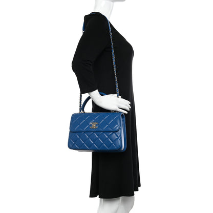 Chanel Lambskin Quilted Small Trendy CC Flap Dual Handle Bag Blue 2 of 10