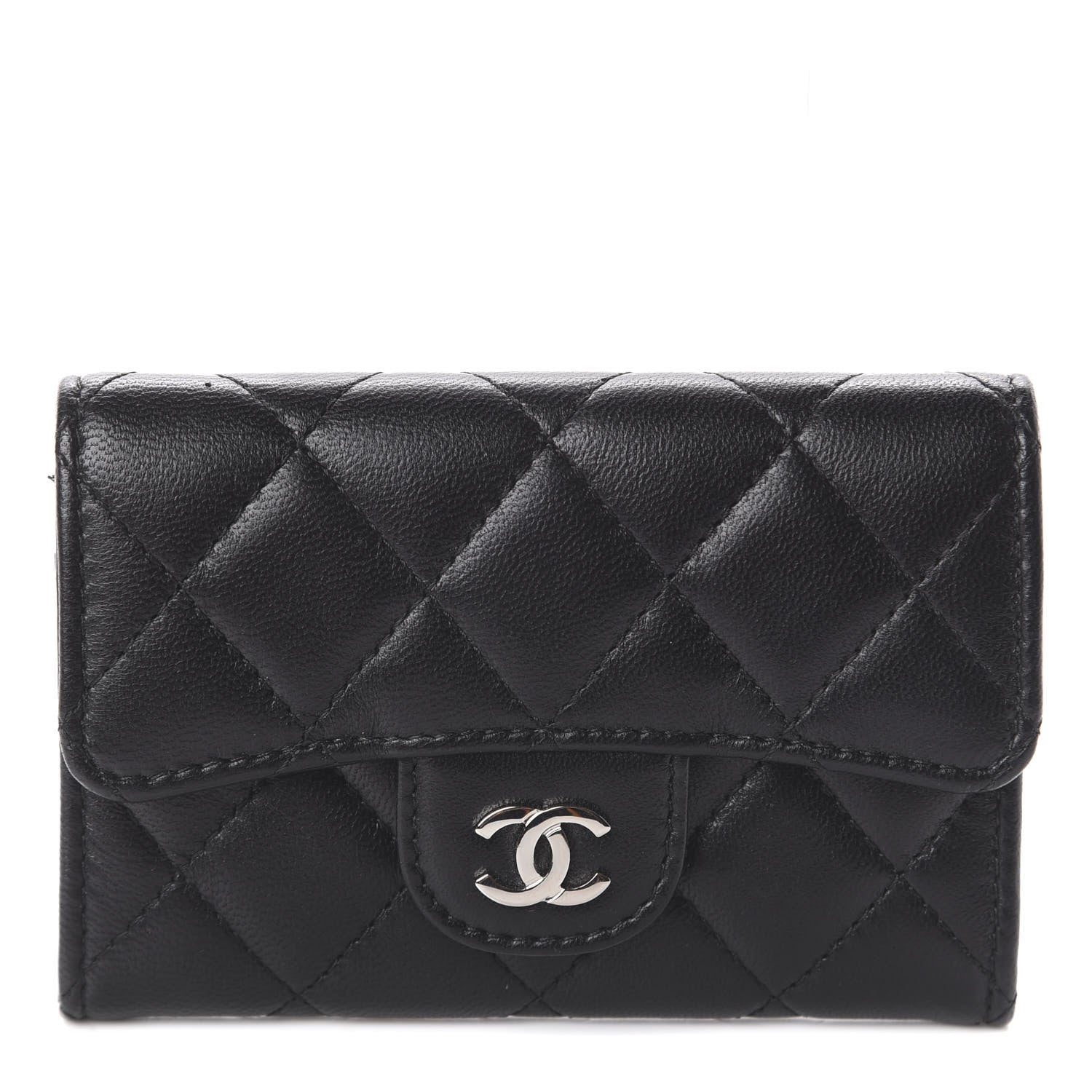 Chanel Lambskin Quilted Flap Card Holder Black 1 of 7