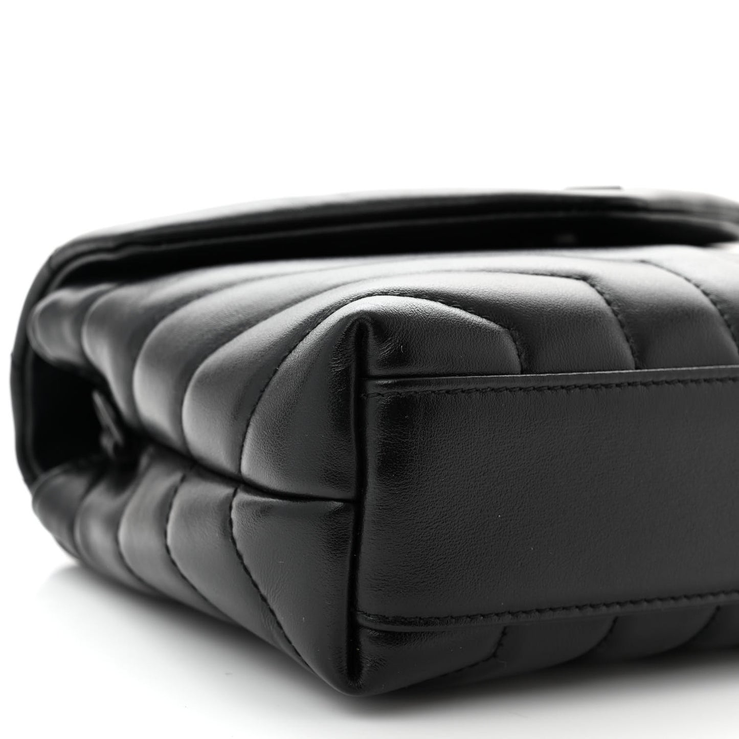 Calfskin Y Quilted Monogram Monochrome Toy Loulou Crossbody Bag Black