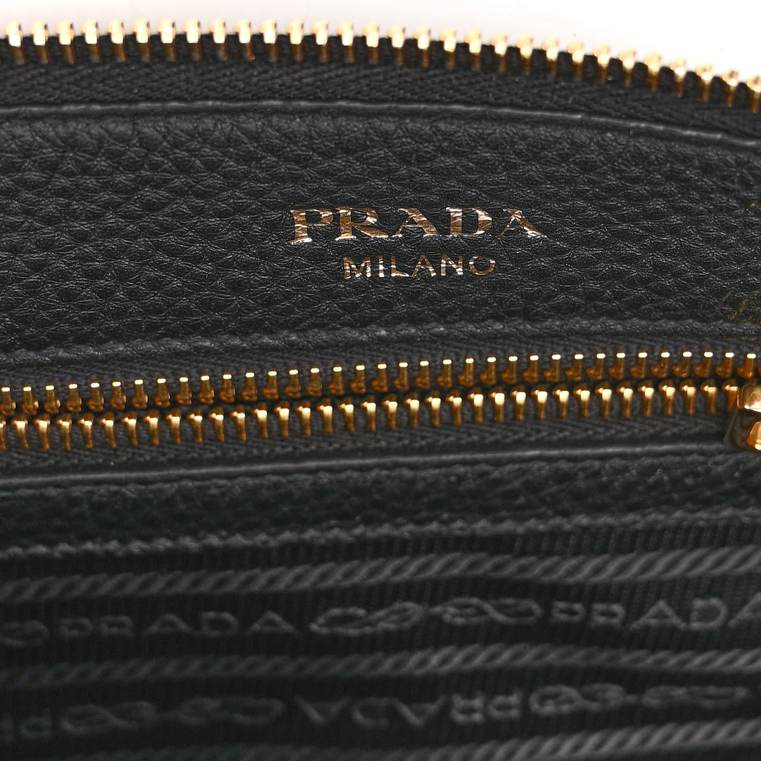 Prada Vitello Daino Zippered Shoulder Bag Black 6 of 9