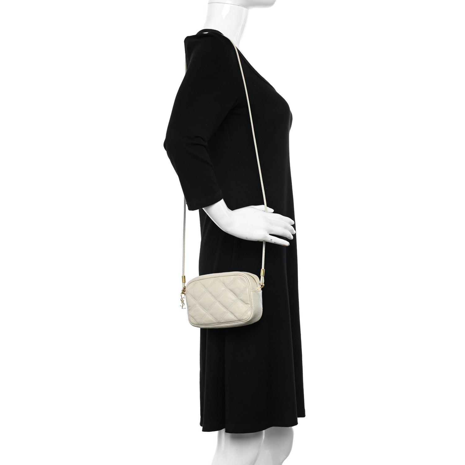 Saint Laurent Lizard Embossed Becky Camera Bag Blanc Vintage 2 of 10