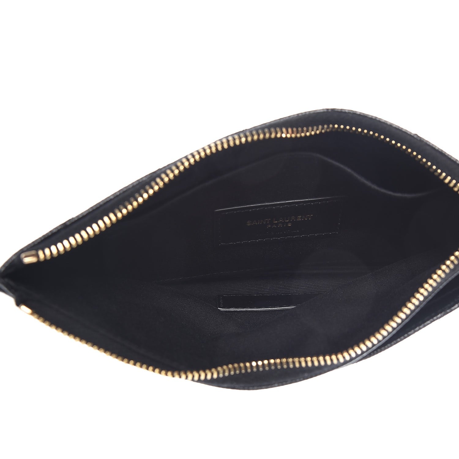 Saint Laurent Grain De Poudre Chevron Monogram Bill Pouch Black 5 of 7
